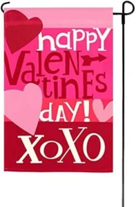 Bandera de jardín Jetmax ~ "¡Feliz día de San Valentín! "XOXO"" ~ 12"" x 18"" NUEVO - Imagen 1 de 2