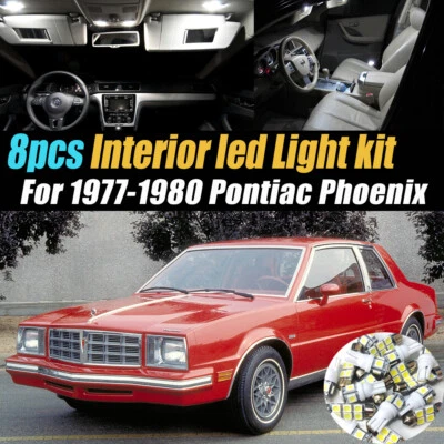 8件装超白汽车内部LED灯泡套件适用于1977 - 1980年庞蒂亚克凤凰 — 第 1/4 张图片