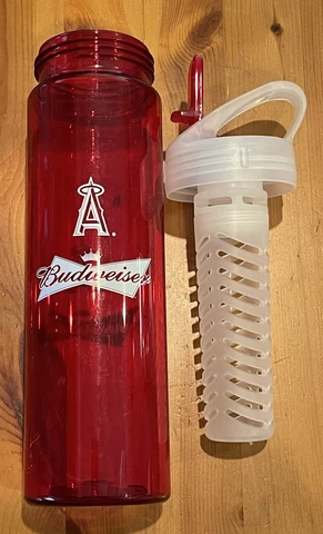 LosAngeles Anaheim Angels/Budweiser TWO Water Bottles Flavor Infuser Flip Straw Cover