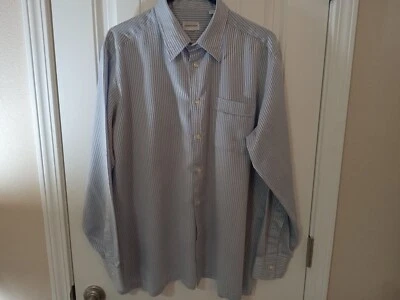 Saks Fifth Avenue Size XL GIS Blue White Striped Button Up Long Sleeve Shirt - Image 1 of 4