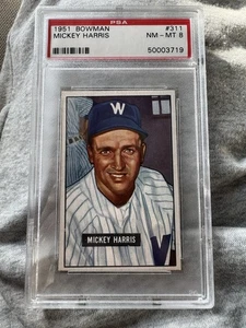 1951 Bowman Baseball PSA 8 #311 Mickey Harris Sharp/Stain Free Yankees - Bild 1 von 5