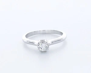 BAGUE D'ACCENT CLASSIQUE 0,5 CTW DIAMANT NATUREL F/VS2 COUPE RONDE BROCHE OR BLANC 14 CARATS - Photo 1/4