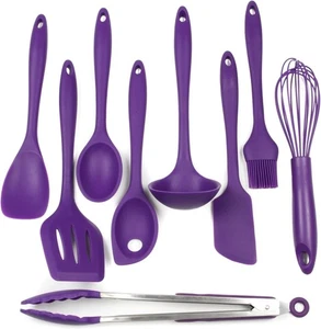 Chef Craft 42085 9 Piece Silicone Kitchen Tool and Utensil Set, Purple - Picture 1 of 6