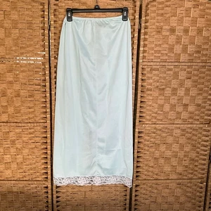 Vintage hellblauer Slip mit Spitzenbesatz Gr. S Lagenlook Maxi - Bild 1 von 4