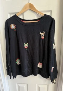 Jane & Delancey Neu mit Etikett Damen L Urlaub Hund verziert schwarz Langarm Pullover - Bild 1 von 11