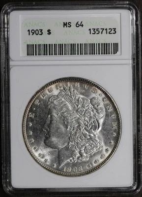 1903 (MS64) Morgan Silver Dollar $1 ANACS Soapbox - Old Holder - Image 1 of 4
