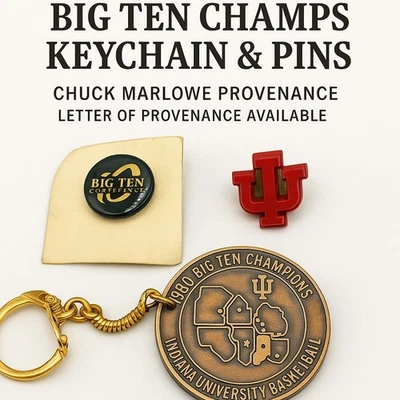 1980 IU Hoosiers Big Ten Champs Keychain & Pins – Chuck Marlowe Provenance - Image 1 of 4
