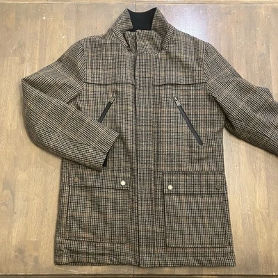 Pendleton Mens Plaid Houndstooth Field Jacket Mount Tan Wool Full Zip Medium - Image 1 of 4
