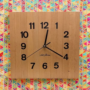 Vintage 1970s Seth Thomas Butcher Block 11" Square Wall Clock New Movement - Picture 1 of 6