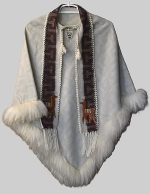 Vtg Native Southwest Western Ethnic Boho Poncho Cape w/Fringe & Tassels HANDMADE - Image 1 of 4