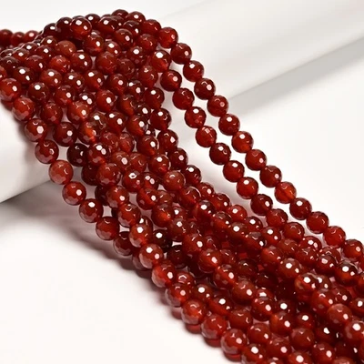 Carnelian Faceted Round Beads Size 4mm 6mm 8mm 10mm 12mm 15.5" Strand - Image 1 of 2