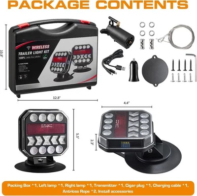 Wireless Trailer Lights, USB-C Magnetic Wireless Tow Light with Retroreflectors, - Image 1 of 4