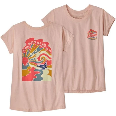Patagonia Girls’ Organic Cotton Graphic t-shirt Kids Youth sz Large 12 pink - Image 1 of 4