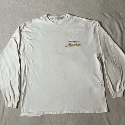 Vintage 90s Walt Disney Aladdin Movie Promo White Long Sleeve T-Shirt XLarge - Image 1 of 4