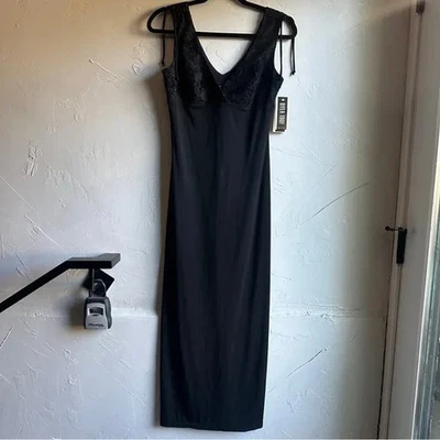 NUEVO CON ETIQUETAS Byer Too Y2K Maxi Vestido Negro con Encaje Babydoll Top con Elástico Talla S Foto 1 de 4