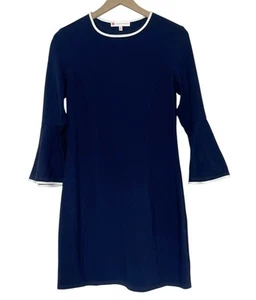 Vestido recto Jude Connally Alice Ponte tejido manga campana azul marino talla pequeña - Imagen 1 de 5