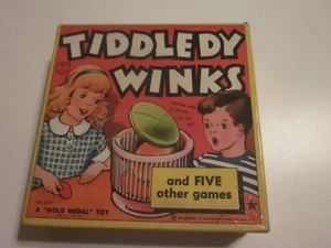 Vintage 1939 Transogram Tiddledy Winks Game w/Colorful Box model 3317 Gold Medal - Picture 1 of 8