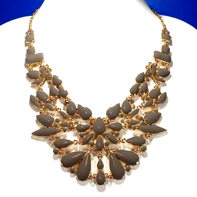 Natasha Bib Choker Necklace Gray Enamel Teardrop Links @ Lone*Star*Treasures - Image 1 of 4