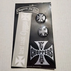 West Coast Choppers Pin Button and Sticker Set New Sealed Package - Picture 1 of 4