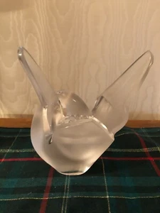 LALIQUE Sylvie France Love Birds / Doves 8 1/4" Vases w/ Flower Frog Insert - Picture 1 of 10