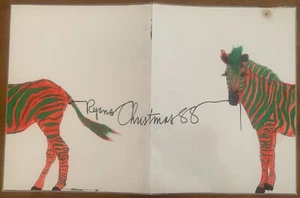 ROBERT R BRADSHAW 1988 Quadro inchiostro/acrilico copertina menu parata zebra Natale - Foto 1 di 5