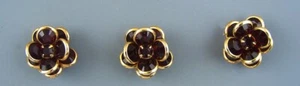 CRYSTAL GLASS FLOWER BUTTONS - SET OF 3 - Picture 1 of 4