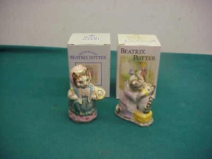 2 figuras vintage Beatrix Potter Royal Doulton caja Tabitha Twitchit primo costilla - Imagen 1 de 8