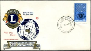 Estampilla Australia Lions International 1967 4c WCS sin dirección FDC, en muy buena condición - Imagen 1 de 1