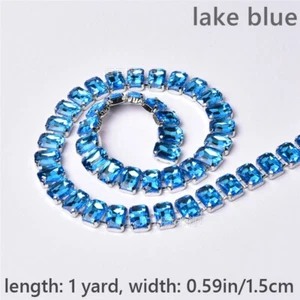 1 Yard DIY Crystal Rhinestone Chain Ribbon Trimming Costume Shoes Bag Sew Decor - Picture 1 of 25