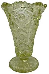 MCM Imperial Glass Green Footed Vase - Hobstar Pattern 6" - Picture 1 of 8
