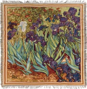 NEW 60" VAN GOGH "IRIS" BELGIAN TAPESTRY TABLE CHAIR THROW BED SPREAD 7152 - Picture 1 of 3