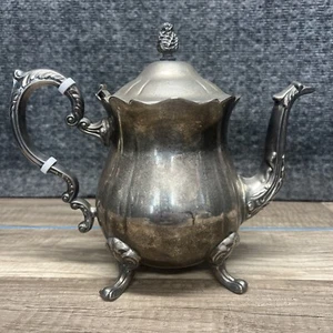 Cafetera tetera plateada de 1930 con patas ornamentada por Leonard 8,5” de alto - Imagen 1 de 7