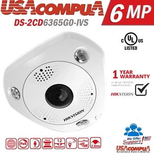 Hikvision 360° Fisheye DS-2CD6365G0-IVS 6MP Telecamera IP Panoramica 2 Vie Audio PoE - Foto 1 di 8