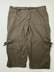 Gloria Vanderbilt Cargo Pants Womens Size 8 Brown Tie Pockets 100% Cotton - Picture 1 of 12
