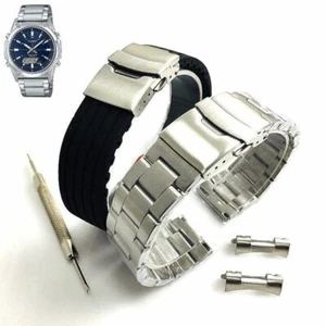Steel & Silicone Replacement Watch Band Fits Casio AMW-S820 AMWS820D-2AV - Picture 1 of 7