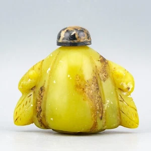 Chinese Snuff Bottle Chinese Yellow Hardstone Melon Cicada Qing 19th Century - Picture 1 of 10