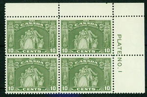 CANADÁ-1934 - ESTATUA DE LOS LEALES PLACA U.R. N.O 1 BL. - En muy buen estado** - Imagen 1 de 1