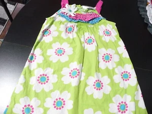GIRLS SUNDRESS RARE EDITIONS  GREEN WITH FLOWERS - Picture 1 of 1
