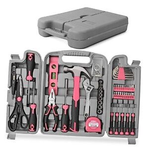 54pc Tool Set General Household Toolkit with Toolbox Storage Case Ladies Pink