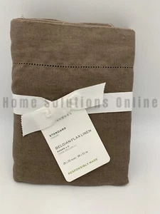 Pottery Barn Belgian Flax Linen Shams S/2 Cafe Noir Brown Standard #8961V - Picture 1 of 3