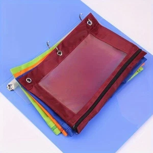 5 Paquet Fermeture Pochettes pour 3 Classeur Papeterie Trousse Sac Rangement - Photo 1/11