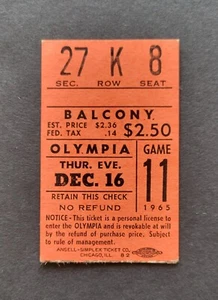 Red Wings vs Bruins 1965 hockey ticket stub Norm Ullman 250th goal Crozier S.O. - Picture 1 of 2