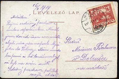  CZECHOSLOVAKIA 1919  HÖLAK  Trenčianska Teplá SURVIVING @ PMK  PC Dévény - Image 1 of 3