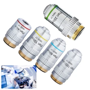 1 Stück 4x 10x 20x 40x 100x Plan Objektiv Objektiv RMS Gewinde für biologisches Mikroskop - Bild 1 von 24