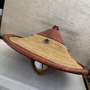 Tribal Fulani Hat Mali West Africa Conical Leather & Straw Wodaabe Tribe RARE - Picture 1 of 10