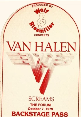 Van Halen backstage pass. Los Angeles, Forum 10/7/79 - Image 1 of 2