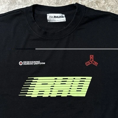 Camisa Zara RHUDE Para Hombres XL Negra Manga Corta Camiseta Rhuigi Algodón Pesado Básica Foto 1 de 4