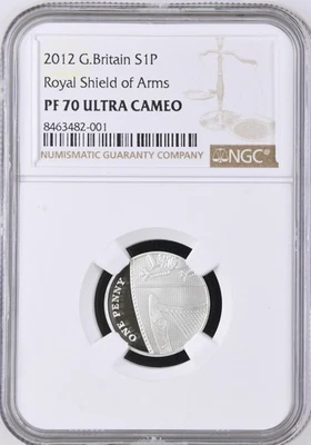 2/0 TOP POP 2012 Great Britain Silver Penny Royal Shield Proof NGC PF 70 - Image 1 of 4