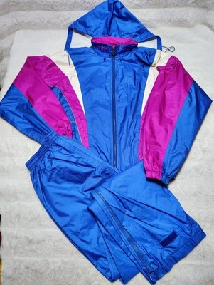 Винтажный ASICS Gore Tex 90-х годов Y2K два изделия костюм синий розовый сетки с подкладкой женщин M - Изображение 1 из 4