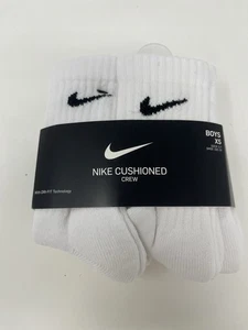 Nike Dri-FIT Boys XS Crew Socks - White, 10C-3Y (6-Pair Pack) - Picture 1 of 2